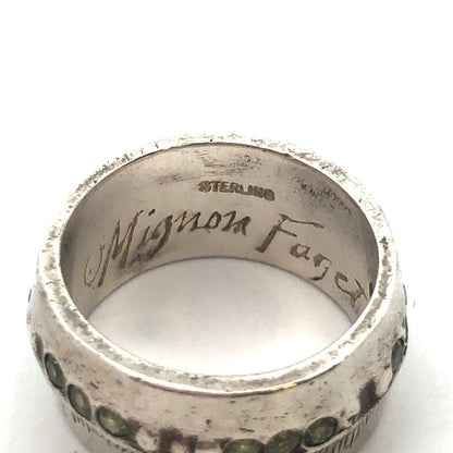 Mignon Faget Sterling Silver Cubic Zirconia Scarred Node Wide Cigar Band Ring