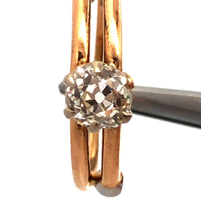 Vintage 18k Yellow Gold European Cut Diamond Ring Carat Size 6