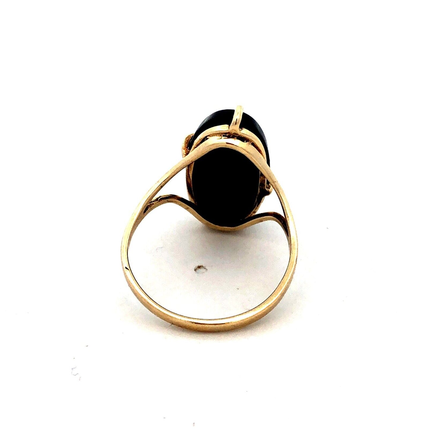 10K Yellow Gold Designer PSCO Oval Black Onyx Diamond Flower Statement Ring