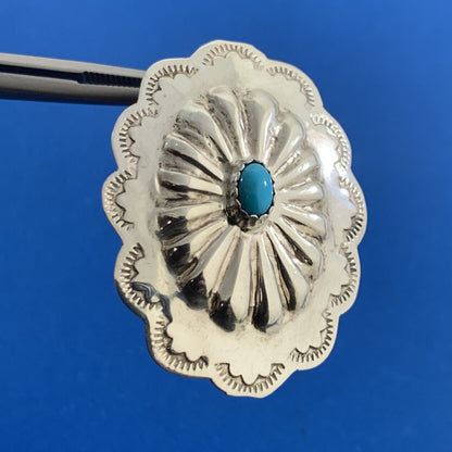 Native American Michael Perry 925 Sterling Silver Turquoise Concho Stud Earrings