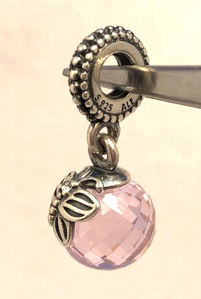 925 Silver Retired PANDORA ALE Morning Butterfly Pink CZ Dangle Charm 791258
