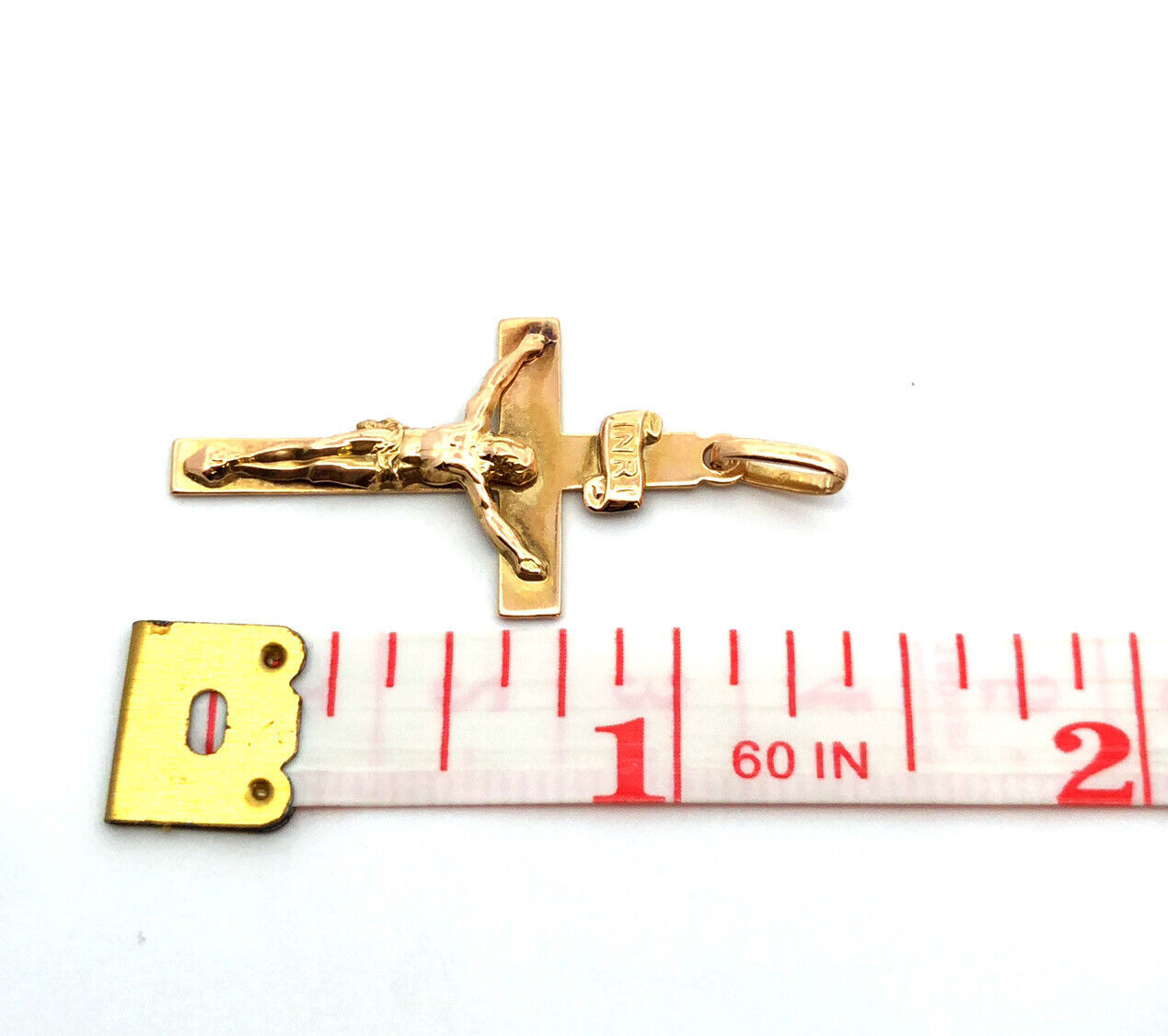 Designer 18K Yellow Gold Cross Crucifix Catholic Pendant