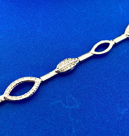 Designer 925 Sterling Silver Diamond Oval Illusion Link Tennis Bracelet
