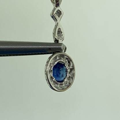 10K White Gold Sapphire Diamond Accented Pendant