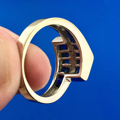 Modernist 18k White Gold Sapphire September Anniversary Birthday Abstract Ring