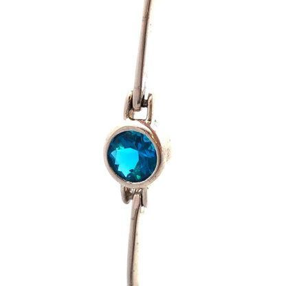 Estate 925 Sterling Silver Multicolor Round Cubic Zirconia Tennis Bracelet