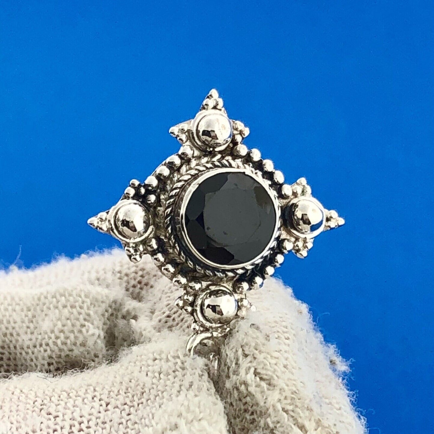 Estate 925 Sterling Silver Garnet Bead Work Artisan January Occasion Earrings