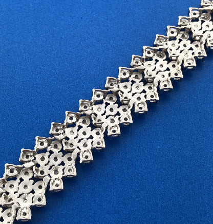 Designer Sterling Silver 925 Diamond Statement Band Tennis Bracelet