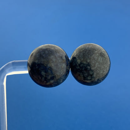 Gorgeous 14k Yellow Gold Cabochon Lapis Lazuli Half Sphere Stud Earrrings