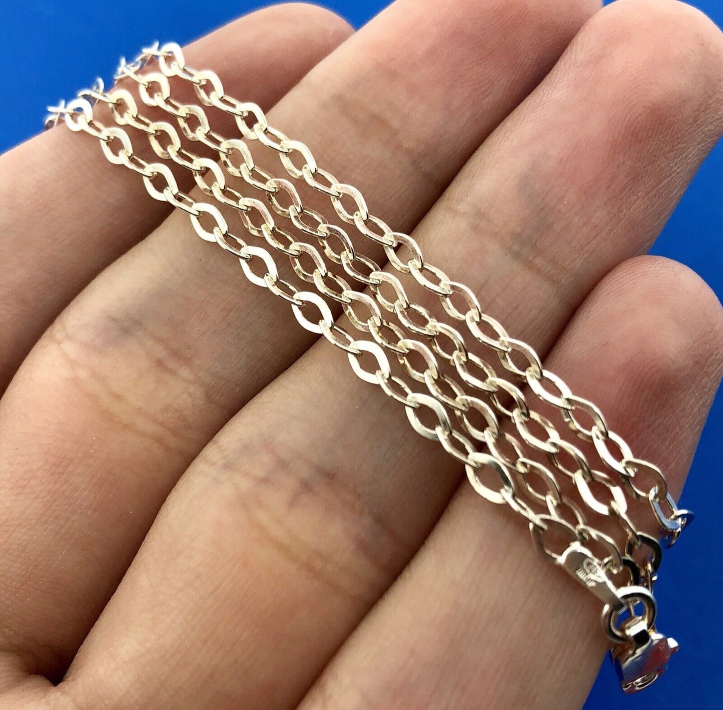 Designer Milor Italy 925 Sterling Silver Fancy Oval Link Chain Necklace