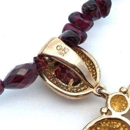 Vintage 925 Sterling Silver Gold Vermeil Amethyst Beaded Garnet Necklace