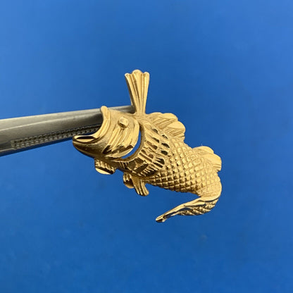 Designer Michael Anthony MA 14K Yellow Gold Textured Koi Fish Bass Pendant