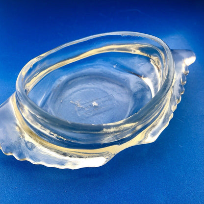 Mid Century Glass Bake Patent 124842 Clear Glass Stuffed Crab Mold Dish