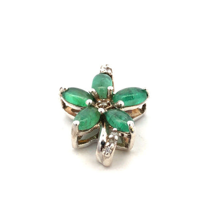 Designer TGGC 925 Sterling Silver Green Tourmaline Diamond Accent Flower Pendant