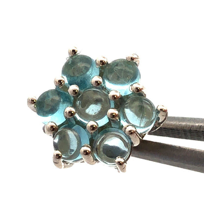 925 Sterling Silver Round Blue Cubic Zirconia CZ Flower Stud Earrings