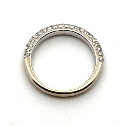 Designer IB 14K White Gold 3 Row Pave Diamond Wedding Anniversary Band Ring