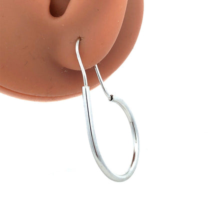 Designer 925 Sterling Silver Round Polished Drop Hoop Hook Earrings