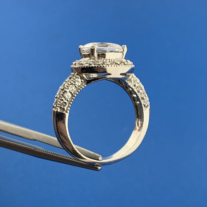 Designer 925 Sterling Silver Cubic Zirconia Solitaire Accents Engagement Ring