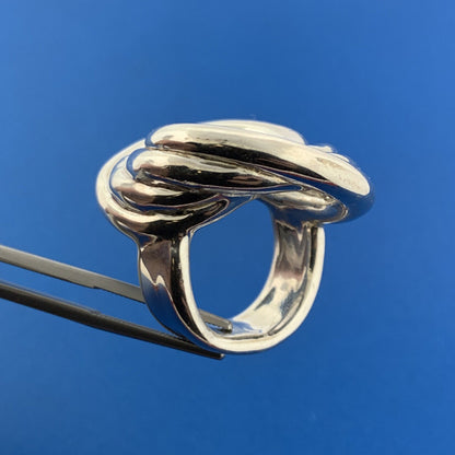 Vintage 925 Sterling Silver Modernist Crop Circle Swirl Statement Finger Ring