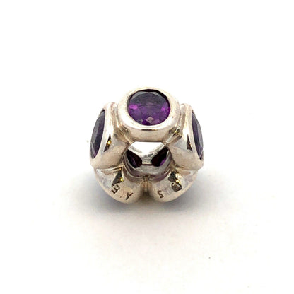 PANDORA ALE 925 Sterling Silver Oval Amethyst Oval Lights Spacer Charm 790311