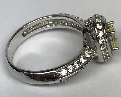 Sterling Silver Yellow White Cubic Zirconia Engagement Bridal Ring S179