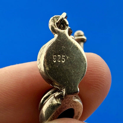 Retro Sterling Silver 925 Green Purple Amethyst Pearl February Toggle Bracelet