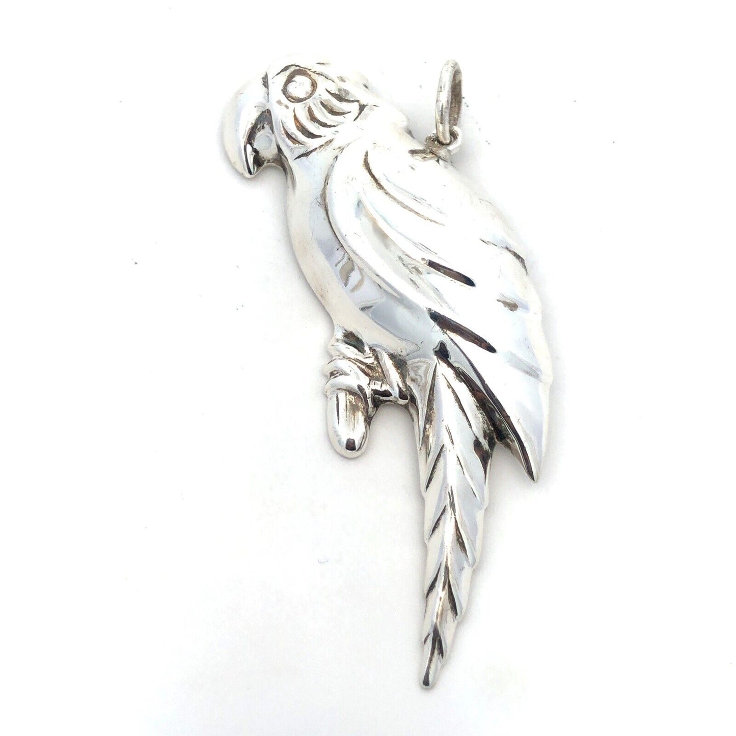 925 Sterling Silver Parrot Macaw Cockatoo Bird Statement Pendant