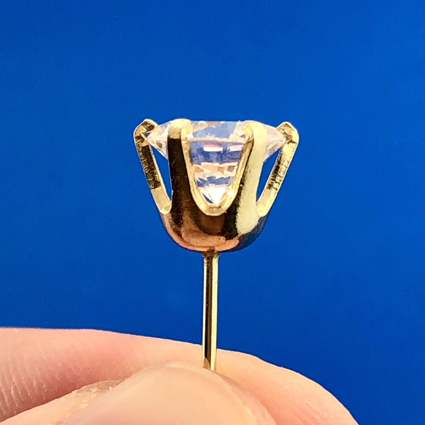 14k Yellow Gold Ladies CZ Cubic Zirconia Stud Earrings 5.06 Carat ct