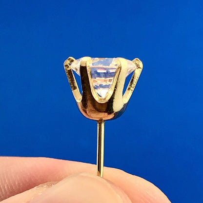 14k Yellow Gold Ladies CZ Cubic Zirconia Stud Earrings 5.06 Carat ct