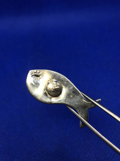 Taxco Mexico 925 Sterling Silver Abalone Inlay Fish Statement Stud Earrings