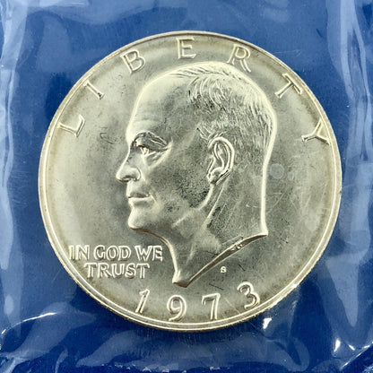 1973 S $1 Silver Eisenhower Gem Uncirculated Key Date 40% Coinage OMP Blue Env