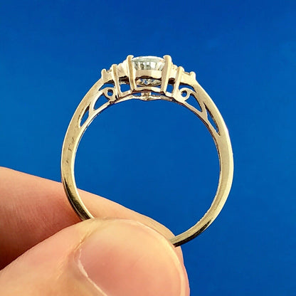 Designer 10K White Gold Blue Tourmaline Diamond Anniversary Cocktail Ring