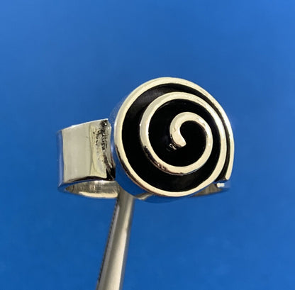 Vintage Taxco 925 Sterling Silver Modernist Crop Circle Pinwheel Statement Ring