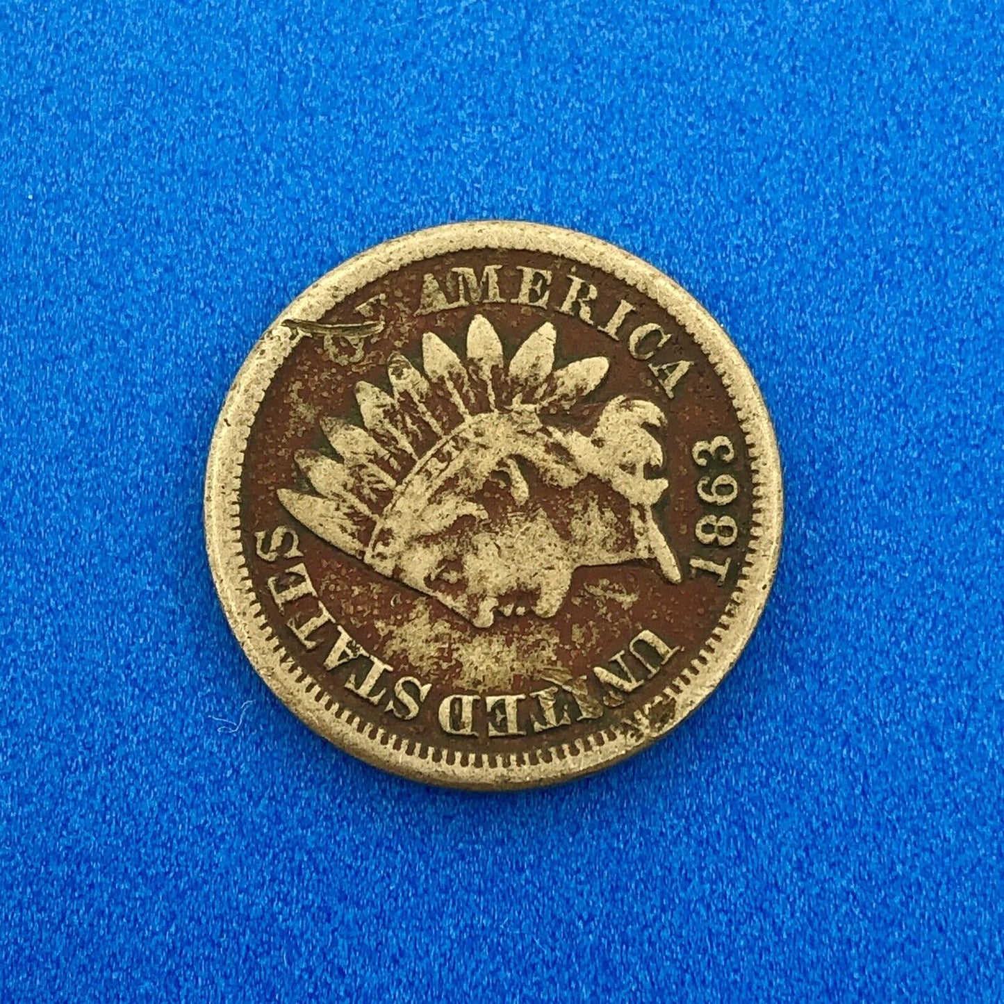 1863 P 1 Cent Indian Head Cent with Shield Better Key Date Copper-Nickel Coin