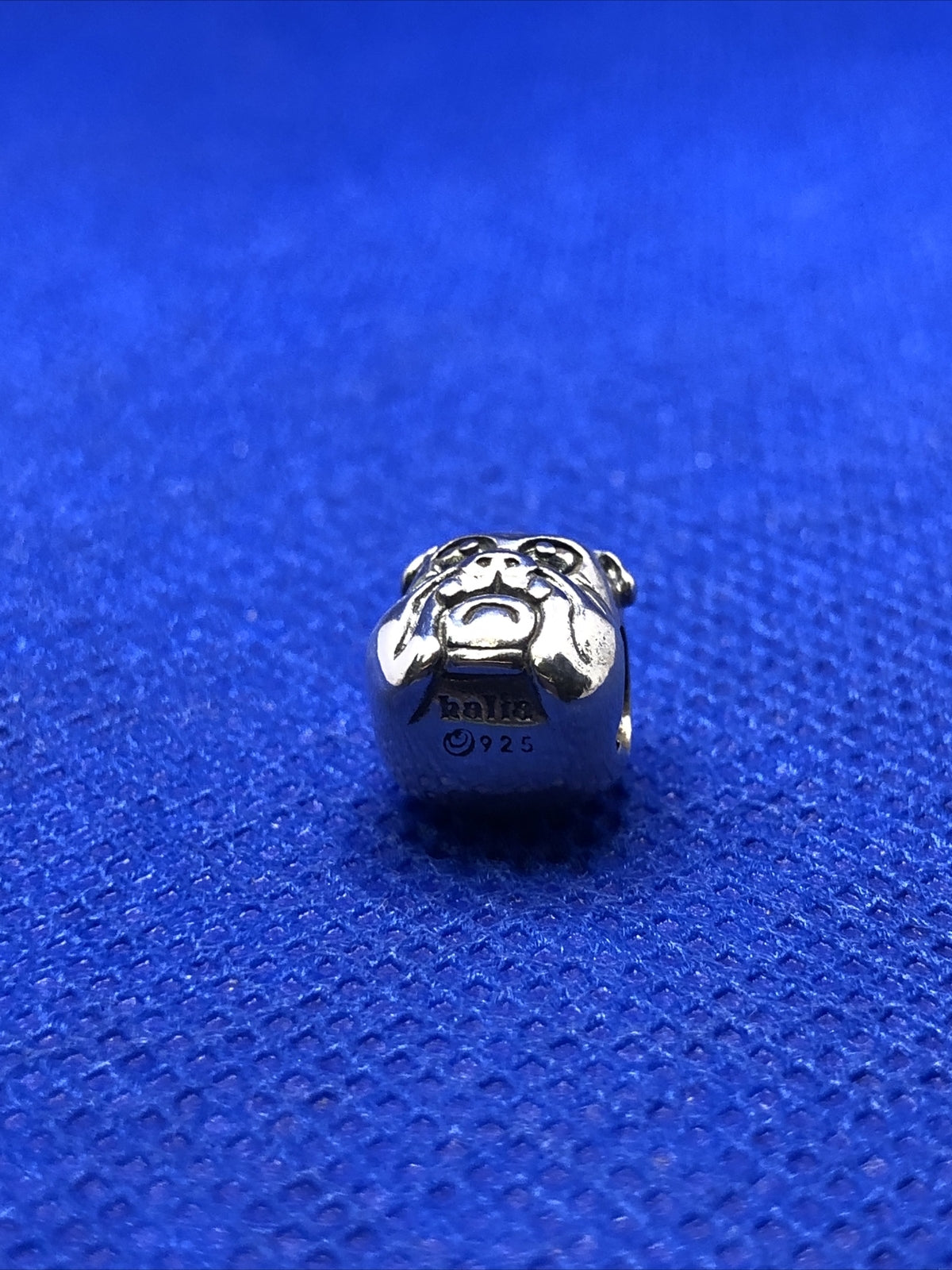 Authentic KALIA 925 Sterling Silver Bulldog Pet Mascot Slide Bracelet Charm