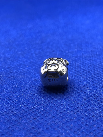 Authentic KALIA 925 Sterling Silver Bulldog Pet Mascot Slide Bracelet Charm
