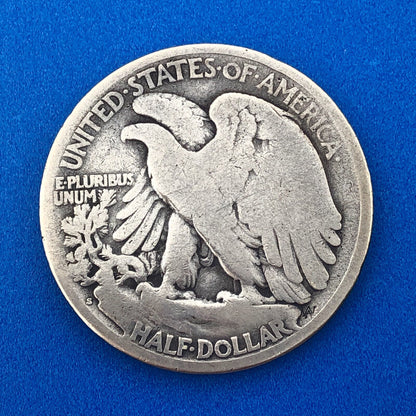 1917 S Reverse Silver Walking Liberty Half Dollar 50c Better Key San Fran Coin