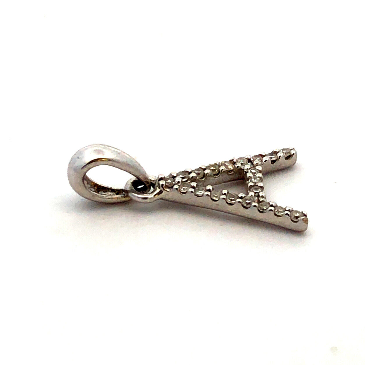 Designer Sabrina 14K White Gold Round Diamond Letter Initial A Name Pendant