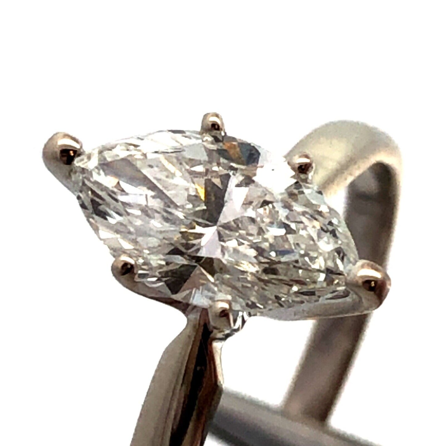 Designer 14K White Gold Marquise Lab Created Diamond Solitaire Engagement Ring