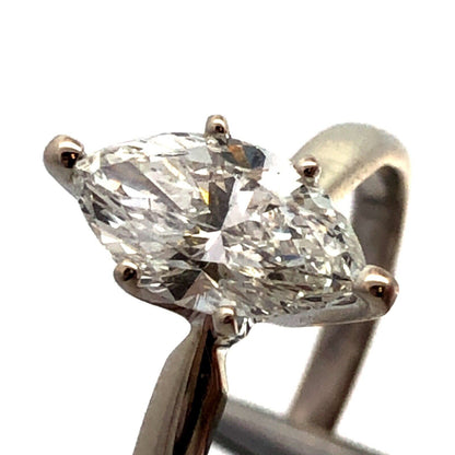 Designer 14K White Gold Marquise Lab Created Diamond Solitaire Engagement Ring