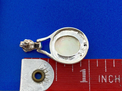 Designer SU 925 Sterling Silver Mother Of Pearl Oval Disc Drop Dangle Earrings