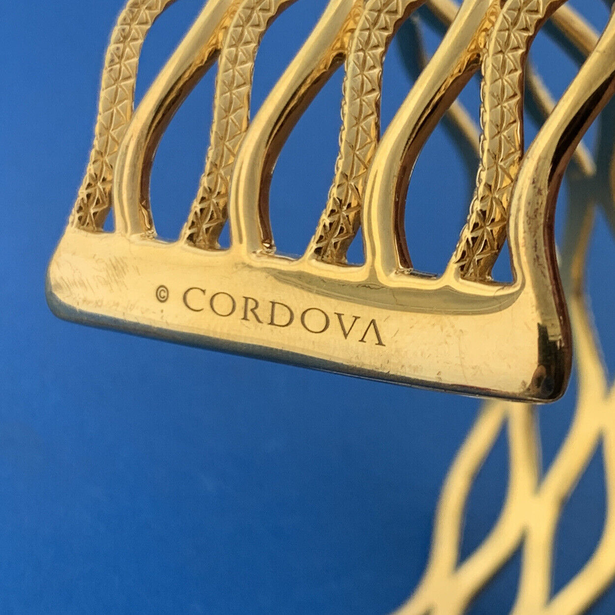 CORDOVA 925 Sterling Silver Vermeil Textured Polished Statement Cuff Bracelet