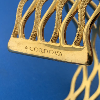 CORDOVA 925 Sterling Silver Vermeil Textured Polished Statement Cuff Bracelet