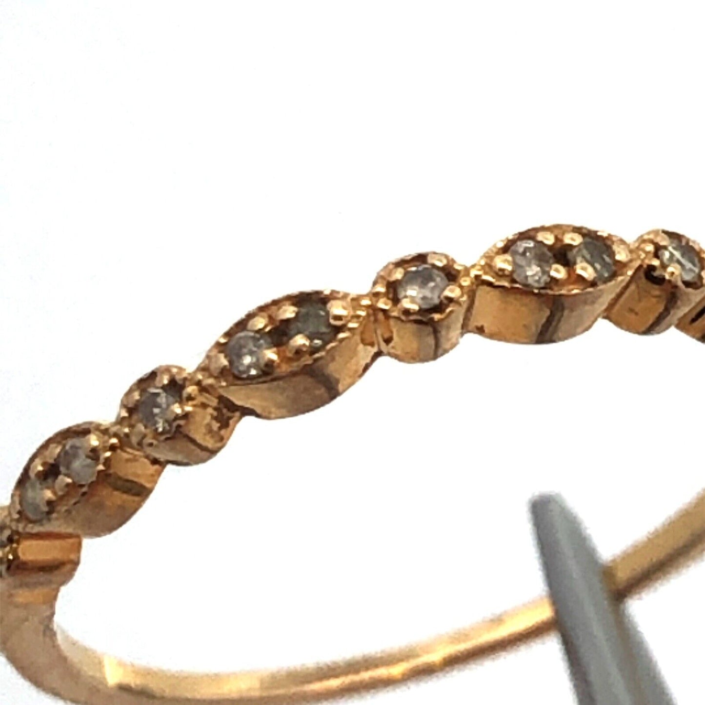 10K Yellow Gold Diamond Thin Stackable Wedding Anniversary Band Ring