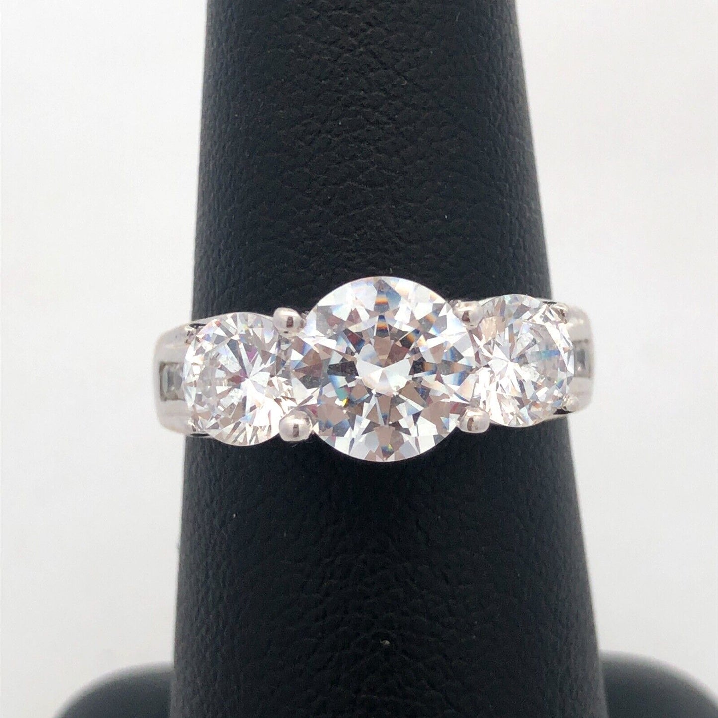 14K White Gold Cubic Zirconia CZ Celibrate Trio Engagement Anniversary Ring