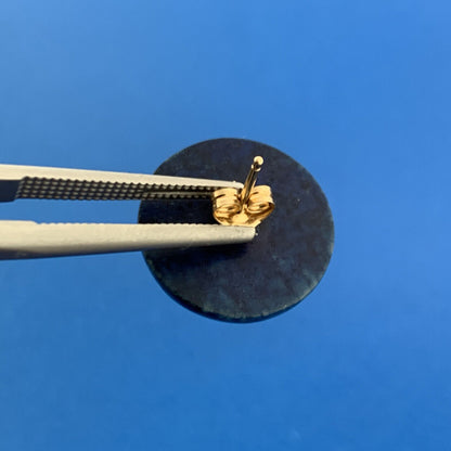 Gorgeous 14k Yellow Gold Cabochon Lapis Lazuli Half Sphere Stud Earrrings