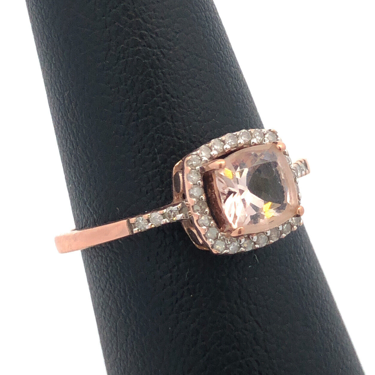 Zales Designer 10K Rose Gold Cushion Cut Morganite Diamond Halo Engagement Ring