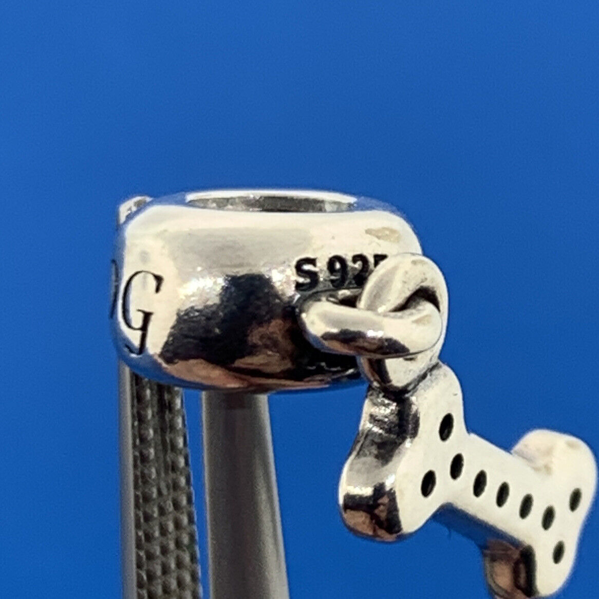PANDORA Sterling Silver Cubic Zirconia 791263CZ Dog Bone Dangle Bracelet Charm