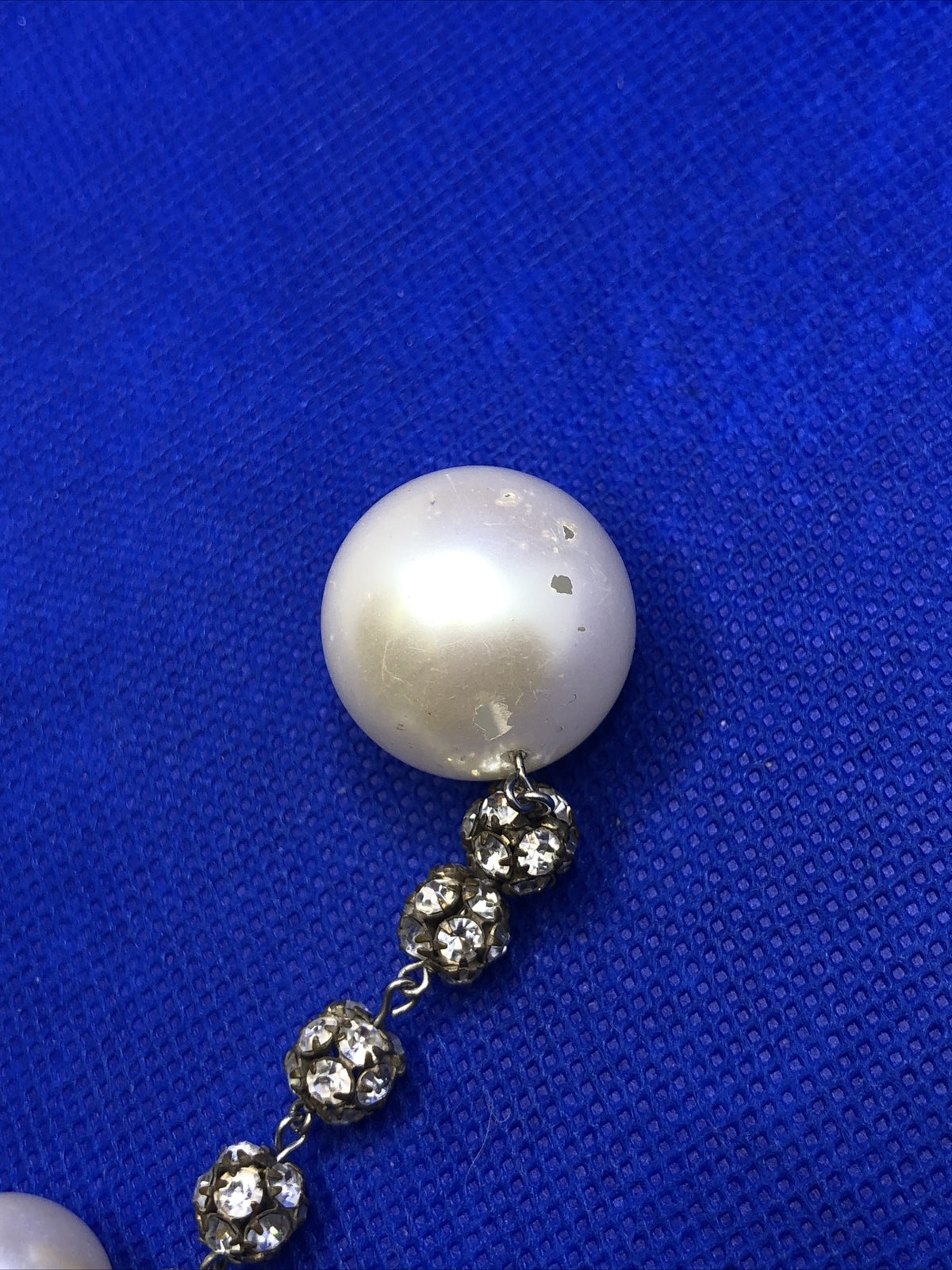 Vintage Richelieu Silver Tone Faux Pearl Rhinestone Statement Dangle Earrings