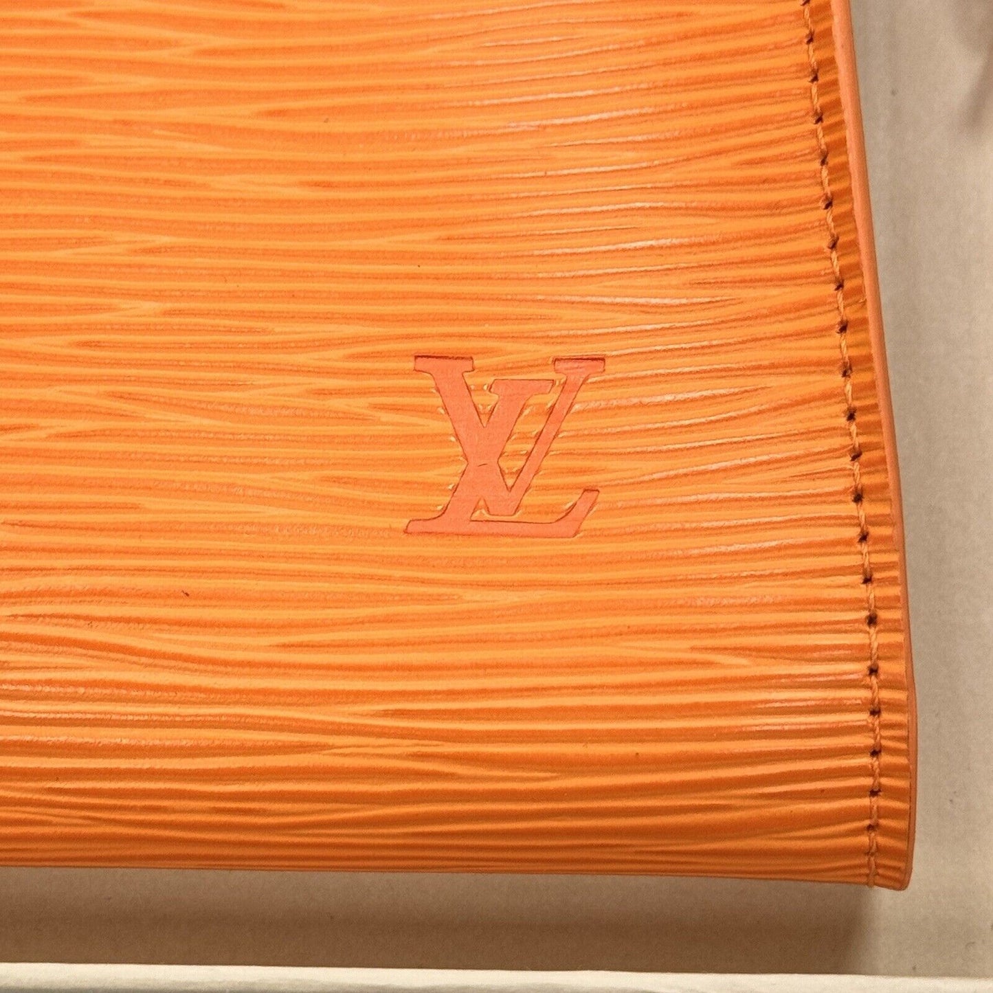 Designer Louis Vuitton Mandarin Epi Leather Pochette In Original Box